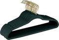 Simplify Slim Velvet Gold Hook Clothes Hangers 75 Pack | Non-Slip | Shirts | Suit | Pants | Dresses | Garments | Closet Storage & Organization | Durable | Emerald