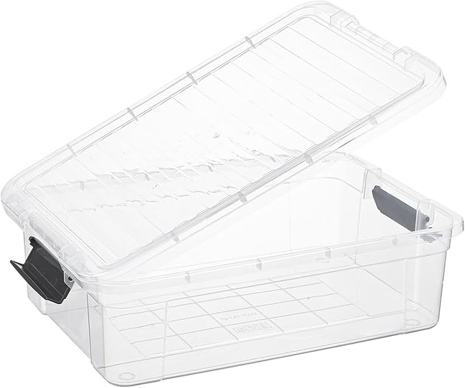 Superio Clear Storage Boxes with Lids, 13.7 Qt Plastic Container Bins for Organizing, Stackable Crates, BPA Free, Non Toxic, Odor Free, Organizers for Home, Office and Dorm, 5 Pack