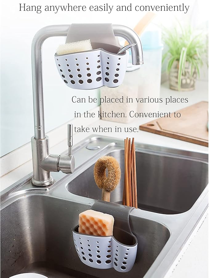VANVENE Kitchen Sink Shelf Soap Sponge Drain Rack Holder Double Decker Hanging Basket Storage Suction Cup Kitchen Organizer Sink Accessories Wash Dropshipping (2pockets)