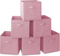 Casafield Set of 6 Collapsible Fabric Cube Storage Bins, Light Pink - 13" Foldable Cloth Baskets for Shelves, Cubby Organizers & More