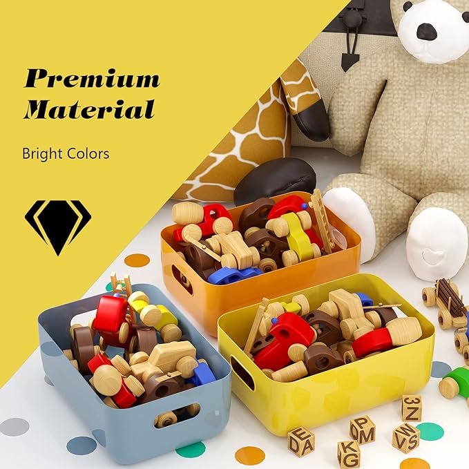 OWill 12 PCS Plastic Storage Bins and Baskets for Efficient Home Classroom Organization Small Containers in Multicolour for Kitchen, Cupboard box, and Bathroom Organizer on Shelves and Tubs