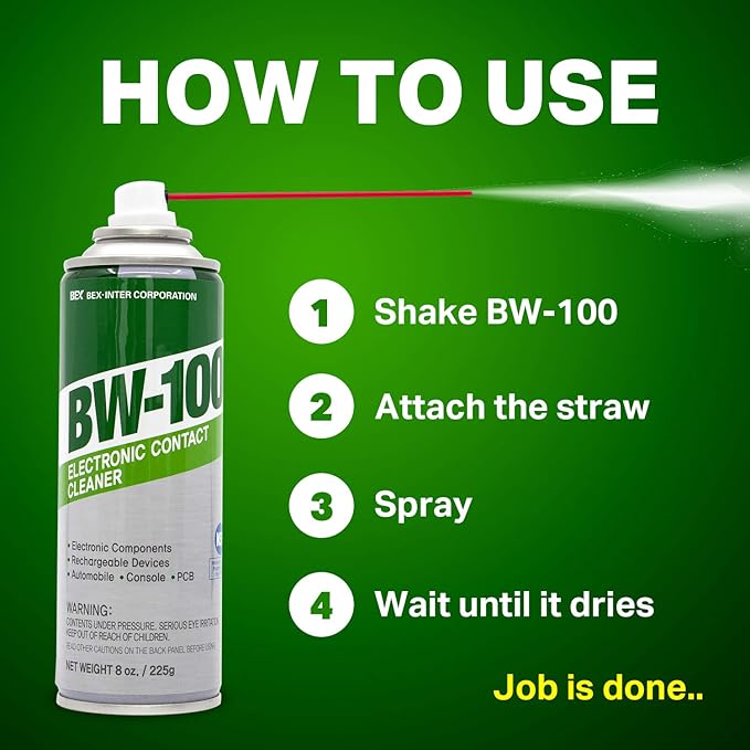 Non-Flammable Electronic Contact Cleaner Aerosol Spray- Safely Cleans Joycons, Computers, PCB and More - Removes dust, Dirt and contaminants on Contacts - Quick Dry|8oz/225g |