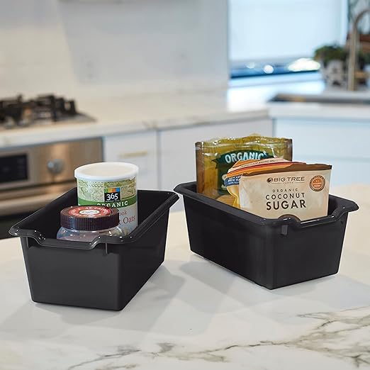 ECR4Kids Scoop Front Storage Bins, Multipurpose Organization, Black, 10-Piece