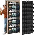 Windyun 40 Over the Door Shoe Organizer Large Breathable Mesh Pockets Hanging Shoe Rack for Closet Black Behind Door Hanger Storage Holder Nonslip Hooks for Women Men Entryway Bedroom Utility Room