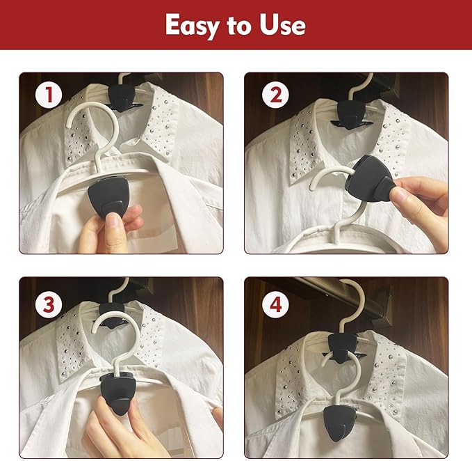 Space Saving Hanger Hooks 30Pcs, Upgrade Heavy Duty Space Saver Hangers Connector Hooks for Clothes, Premium Hanging Closet Organizer for Dorm, Ganchos para Colgar Ropa, Black
