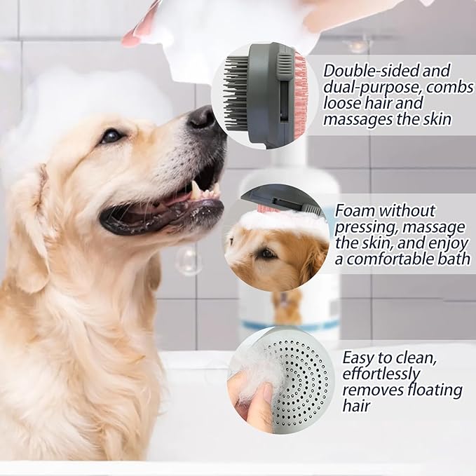Pet Grooming Deshedding Brush for Dogs and Cats with Easy Clean Button, Professional Hair Removal Tool with Massage Tips,Easy Clean and Bath massage