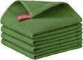 Nialnant 100% Cotton Dish Cloths for Washing Dishes, 4 Pack Waffle Weave Dish Towels,Super Soft Absorbent Cleaning Rags-Green,12x12 Inch