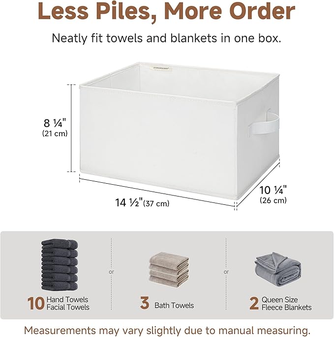 StorageWorks Collapsible Shelf Baskets, Storage Bins for Clothes, Closet Organization and Storage, White, 3-Pack, Large