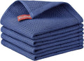 Nialnant 100% Cotton Waffle Weave Dish Cloths,4 Pack Super Absorbent Dish Towels for Washing Dishes,Cleaning Rags-Navy Blue,12x12