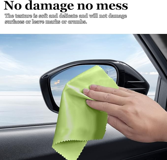 10PCS Suede Microfiber Cloths, 8"×8" Suede Cloth Cleaning Rags, Double-Sided Cleaning Cloths for Car LCD Display, Screens, Glasses, Lenses, Mirrors, Windows, Delicate Surfaces (Green)