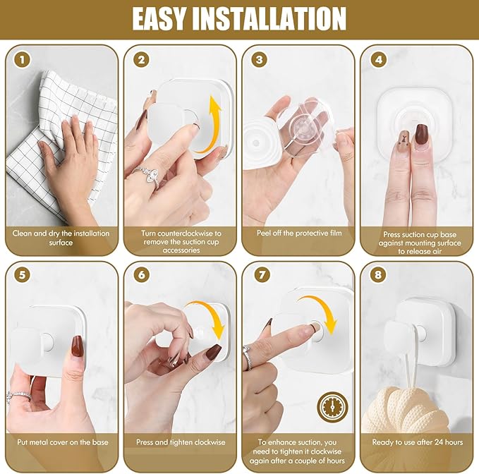 BKV Suction Cup Hooks for Shower,Heavy Duty Shower Hooks for Bathroom Wall,Glass Windows,Smooth Doors to Hang Towels,Robes,Coat,Reusable Suction Cup Wreath Hanger for Christmas Wreaths-White(4 Pack)