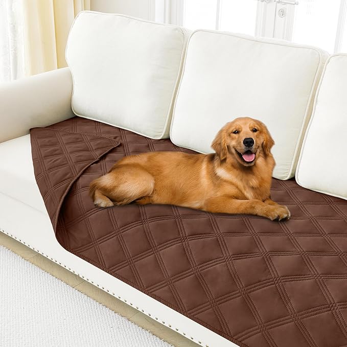 Smiry Waterproof Dog Bed Cover Blanket 40x70, Soft Reversible Pet Blanket, Washable Leakproof Cats Dogs Couch Cover for Sofa, Couch, Furniture, Lattice, Brown/Brown
