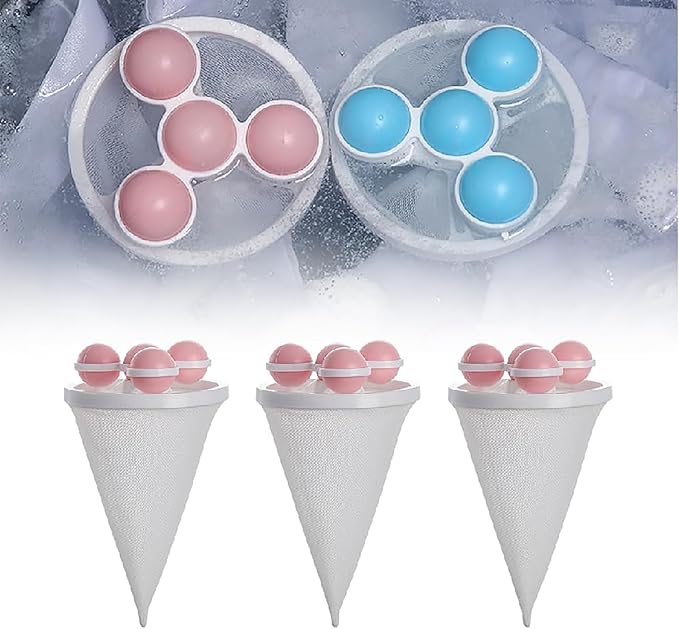 Floating Hair Filtering Mesh Removal, 2025 New Laundry Hair Catcher Pet Hair Remover for Laundry Reusable Washer Hair Catcher Hair Filter Bag Lint Catcher for Washing Machine (Pink, 3Pack)