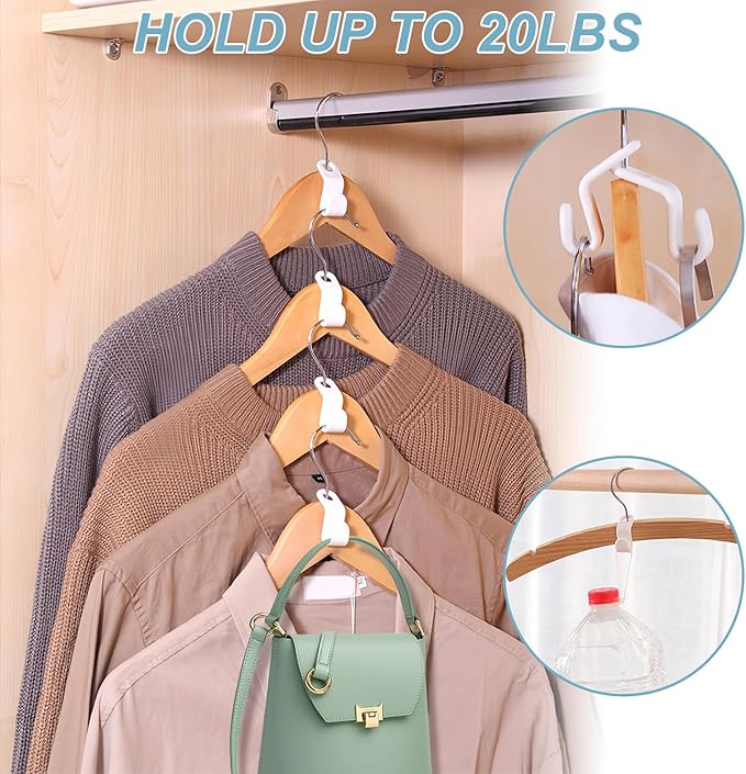 100 PCS Hanger Connector Hooks - 2024 New Space Saving Hangers for Closet Organizers and Storage Hangers Hooks,Hanger Clips Plastic Hangers for College Dorm Room Essentials (Multicolor)