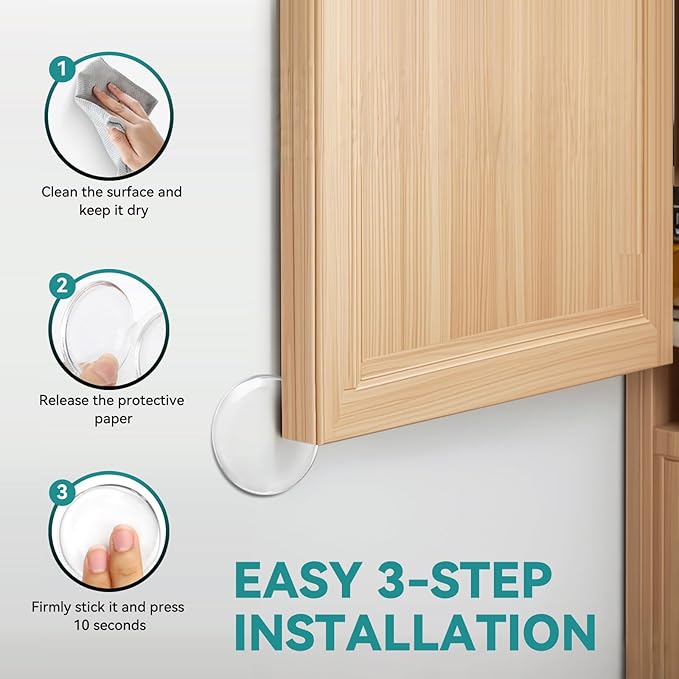 Door Stoppers for Wall, Etybetopstar 6Pack 2" Rubber Door Knob Wall Protectors, Strong Self-Adhesive Door Bumpers for Wall, Quiet & Shock-Absorbing Door Handle Stopper, Clear