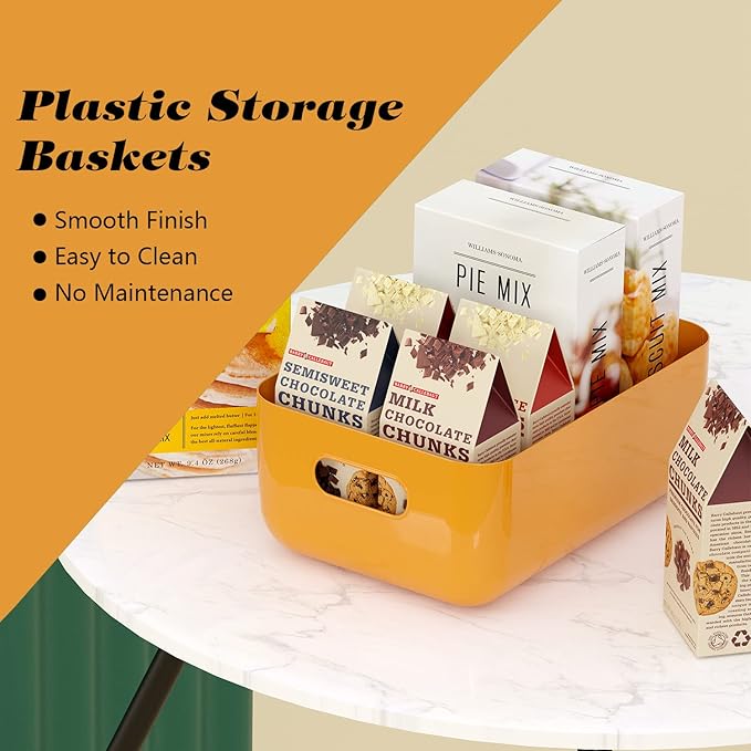 OWill 7 PCS 4.2 L Plastic Storage B-ins and Baskets for Efficient Home Classroom Organization Small Containers in Multicolour for Kitchen, Cupboard box, and Bathroom Organizer on Shelves and Tubs