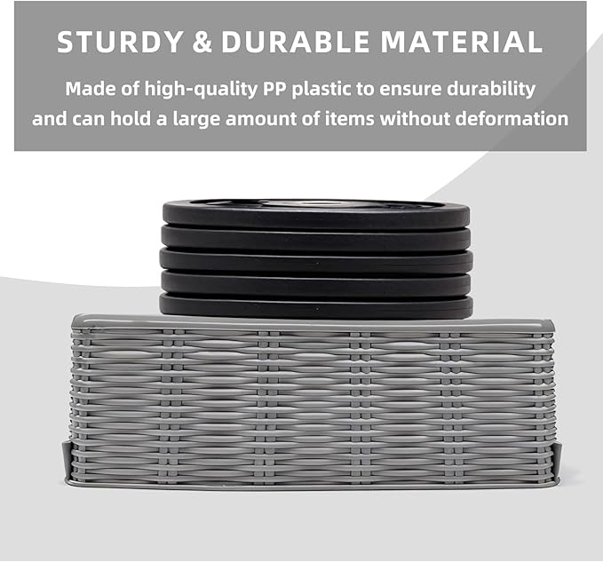 12-Pack Plastic Storage Baskets, Stackable & Nestable Organizer Bins for Toys, Clothes, Home (Gray - Rectangular)