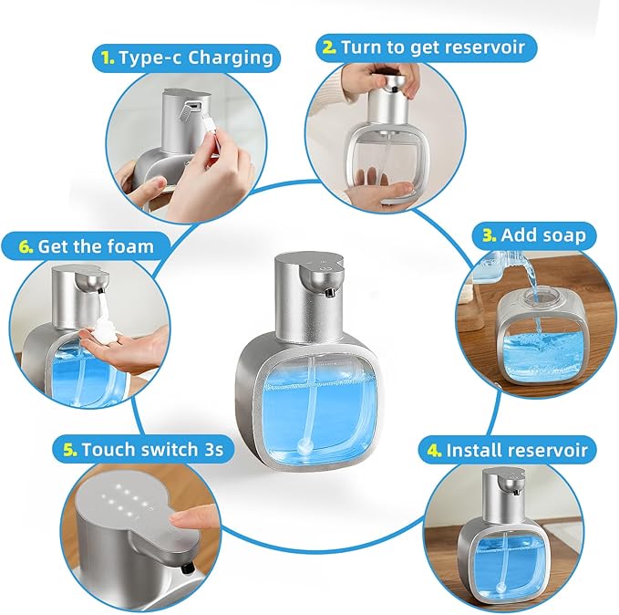 Automatic Foaming Soap Dispenser, 17oz/500ml Silver