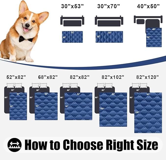 Smiry Waterproof Dog Bed Cover Blanket, Soft Reversible Pet Blanket, Washable Leakproof Cats Dogs Couch Cover for Sofa, Couch, Furniture, Plaid (82x82 Inch, Navy/Blue)