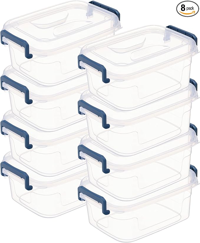 Tribello Small Clear Storage Bins with Lids, 8-Pack Stackable Plastic Storage Containers for Home Organization – Totes for Closet and Underbed Storage, 2.6 Quarts