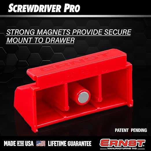 Ernst Manufacturing Screwdriver Pro - Modular Screwdriver Organizer for 26 Tools with Magnetic Base, Red - Made in the USA