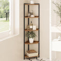 Corner Shelf Stand, Corner Bookshelf, Storage Standing Shelf Unit with Metal Frame, Plant Stand, Bookcase for Living Room, Home Office, Bedroom, 5-Tier Rustic Brown CS05901B