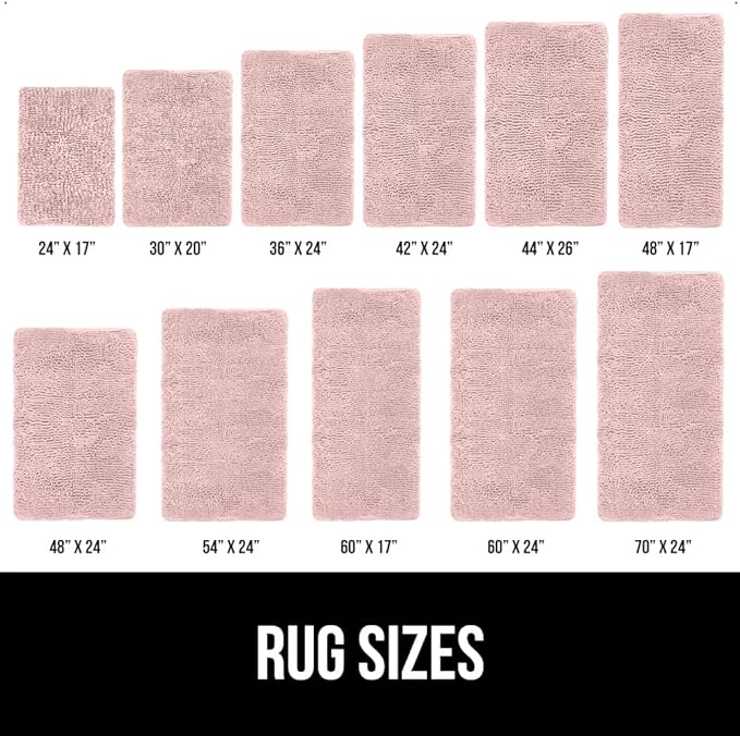 GORILLA GRIP Bath Rug Mat, Thick Soft Absorbent Chenille, Quick Dry Microfiber Mats, Rubber Backing Washable Shower Floor Rugs, US Designed Bathroom Bathmat Home Decor Accessories, 24x17 Dusty Rose