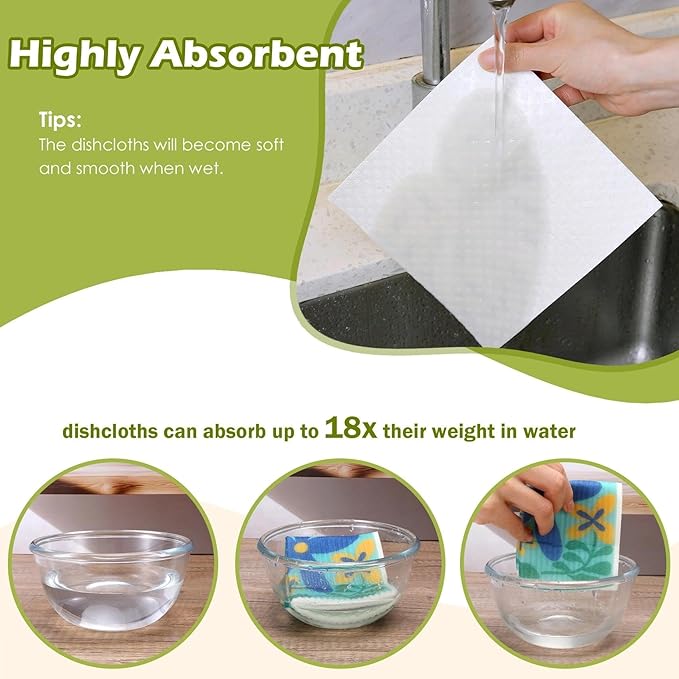 6 Packs Swedish Paper Cloths for Kitchen, Reusable Paper Towels Washable Dish Rags, Highly Absorbent Kitchen Towels Quick Drying Swedish Sponge Cleaning Dish Cloths (Hawaiian Style)