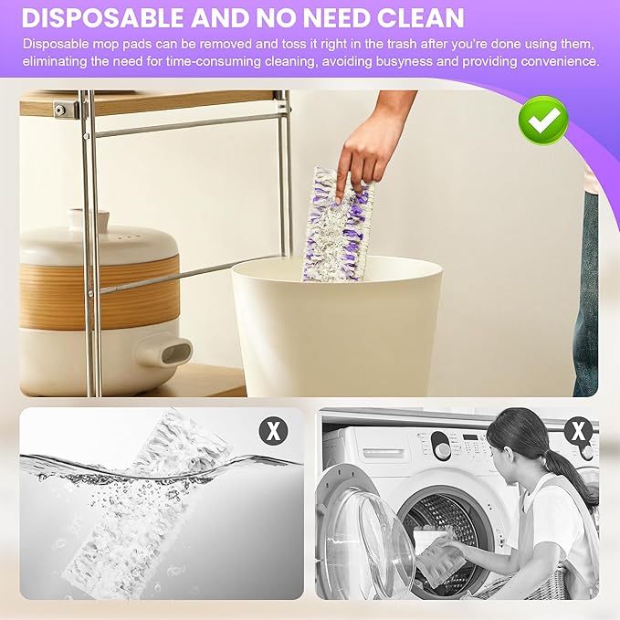 25 Pack Disposable Mop Pads for PowerMop™ Multi-Surface Floor Mop, Mopping Pad Refills for Floor Cleaning