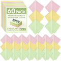 60-Pack Microfiber Cleaning Cloths for Glasses, 6x7 Inch Premium Lens Cleaning Cloth for Screens, Cameras, Eyeglasses, Cell Phone, LCD TV Screens，Pink，Green，Yellow