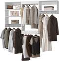 Modular Closet System, 60" Wide Closet Organizer System with Hanging Shelving , Wood Tower Closet Storage for Walk In Closets, Wall Mounted Wardrobe Organizer Kit System, Bedroom, White