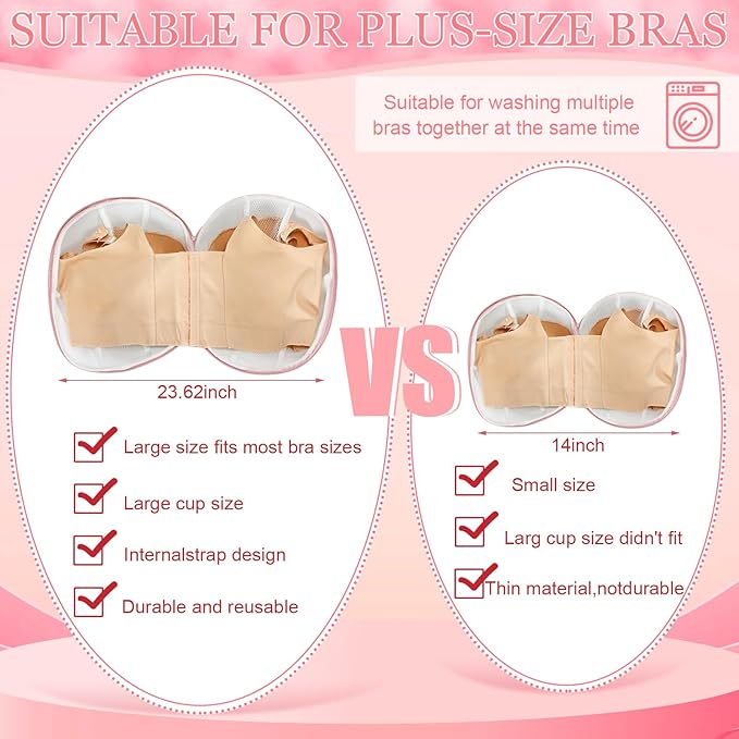 Shappy 6 Pieces Bra Washing Bag for Laundry Mesh Wash Lingerie Underwear Brassiere Washing Bags with Zipper for Women Laundry Storage (11.81 Inch,Pink)
