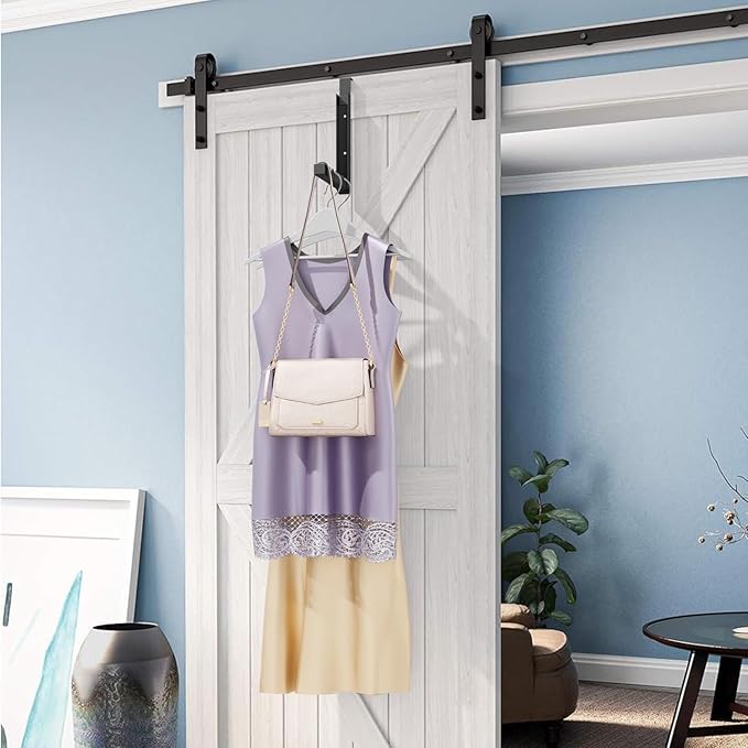 ZMBESUP Over The Door Hanger Folding Clothes Drying Rack, Folding Hanging Coat Rack for Indoor Laundry Room Compact Small Space Foldable Portable Clothing Hanger Hook Collapsible- 1 Pack（Black）