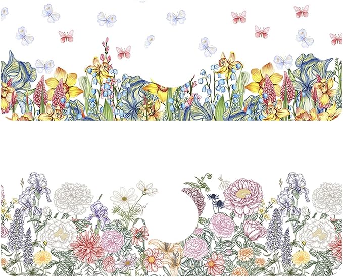 2 Pack Butterfly Floral Sink Splash Guard Faucet Mat Rose Lily Tulip Peony Super Absorbent Fast Drying Mat Sink Gadgets-Splash Guard Behind Faucet Drip Catcher for Kitchen Bathroom, 15.5"x5.5"