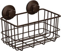 SANNO Powerfu Suction Cup Shower Caddy Basket for Shampoo Combo Organizer Basket Stainless Steel Holder for Bathroom Storage,Bronze