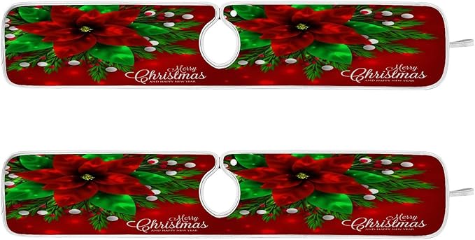2 Pack Sink Splash Guard Merry Christmas Red Poinsettia Kitchen Faucet Absorbent Sink Mat for Faucet Kitchen Guard Drip Catcher Drying Mat for Farmhouse Barthroom Bar,L