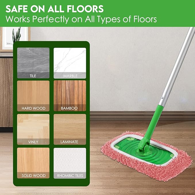 Reusable Microfiber Mop Pads Compatible with Swiffer Sweeper Mop - Dry Sweeping Cloths & Wet Mopping Cloths - Washable Wet Pads Refill for Mopping Floors, 6 Pack (Mop is not Included)