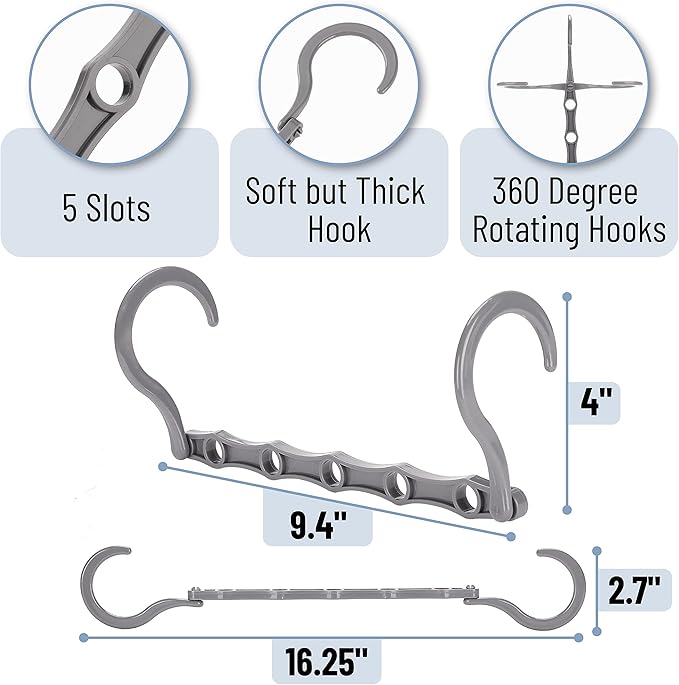 Mr. Pen- Space Saving Hangers for Clothes, 12 pcs, 4, Plastic Multi Clothes Hangers Space Saving, 5 Slots, 360° Rotating Hooks