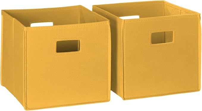 RiverRidge Folding Storage Bins with Handles Golden yellow Cube Storage Organizer for Closet, Bedroom & Playroom - Closet Organizers and Storage Set of 2