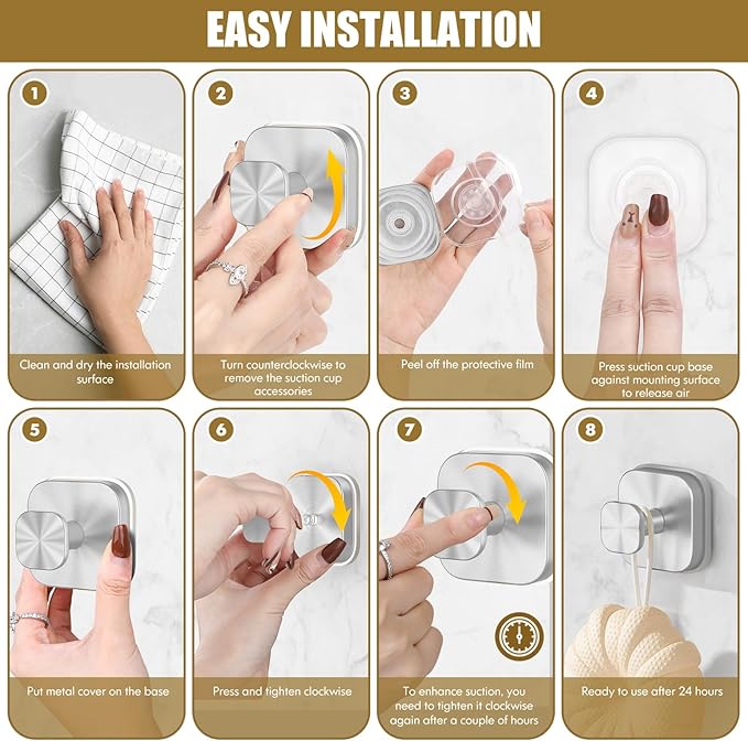 BKV Suction Cup Hooks for Shower,Heavy Duty Shower Hooks for Bathroom Wall,Glass Windows,Smooth Doors to Hang Towels,Robes,Coat,Reusable Suction Cup Wreath Hanger for Christmas Wreaths-Silver(2 Pack)