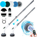 Electric Spin Scrubber, 550 RPM Cordless Home Cleaning Brush with Extended Handle, 3 Speeds, 8 Replacement Heads, IPX7 Waterproof, LCD Display – Power Shower Scrubber for Bathroom, Tub, Floor, Tile