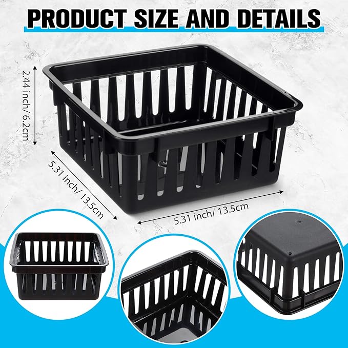 Tatuo 24 Pcs Classroom Small Plastic Baskets Bulk Storage Baskets for Organizing Crayon Pencil Containers Organizer Bins for Back to School Gift Office Desk Drawer Home, 5.31 x 5.31 x 2.44 Inch(Black)