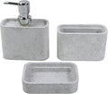 Hymmah Marble Pattern Bathroom Accessories Set, Toothbrush Holdr Set, 3 Pieces Resin Bathroom Set with Toothbrush Holder, Soap Dispenser, Soap Dish,Tumbler(Grey)