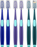 Extra Soft Toothbrushes for Adults, Ultra Soft Toothbrushes with Covers, 10000 Micro Nano Bristles, for Sensitive Teeth, Gum Recession and Elderly, Travel (Wide Head, 6 Count)