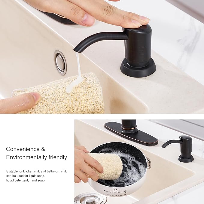 GAGALIFE Built in Counter Soap Dispenser for Kitchen Sink and Extension Tube Kit, Anti-Leakage Upgrade with 40" Tube No More Top Refill, Oil-Rubbed Bronze