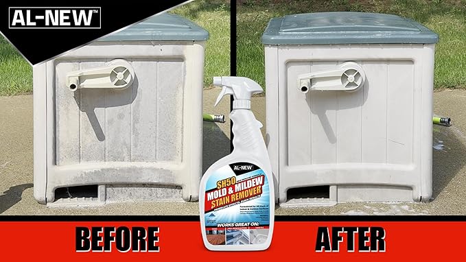 AL-NEW SH50 Mold and Mildew Stain Remover | Scrub Free Formula | Works Great on Decks, Vinyl Siding & Gutters, Tub and Tile (30oz Bottle)