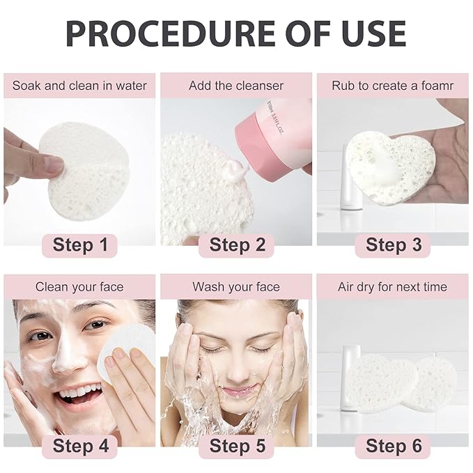 50-Count Facial Sponges Compressed, 100% Natural Cellulose Face Sponge Professional Cosmetic Spa Sponges for Face Cleansing, Exfoliating Mask, Makeup Removal for Travel and Home, White
