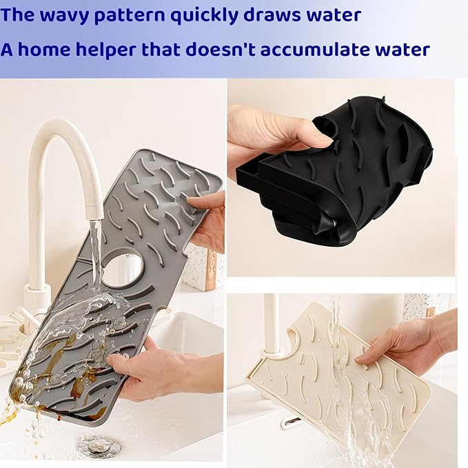 Silicone Faucet Splash-Proof pad, Multifunctional Water-Saving Splash-Proof Cushion, Universal Faucet Cover, Suitable for Kitchen and Bathroom Sink Faucet (Gray, 24 * 5.5)