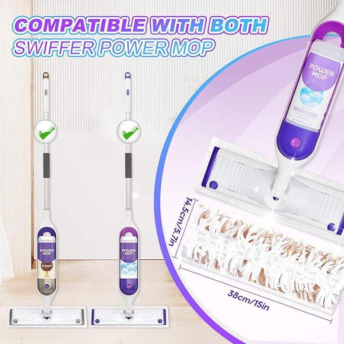 20 Count Power Mop Pads Compatible with Swiffer Power Mop, Disposable Power Mop Refills, PowerMop Wood Mopping Pad Refills for Floor Cleaning
