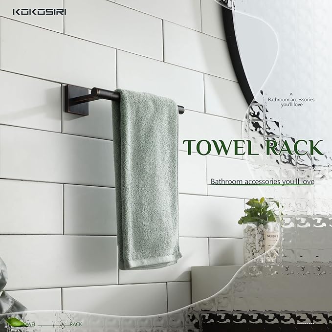 KOKOSIRI Bathroom Towel Bar Hand Towel Holders Wall Mount Toilet Kitchen Cabinet Paper Holder Stainless Steel Bath Accessories Oil Rubbed Bronze 2 Pack, B3008ORB-P2